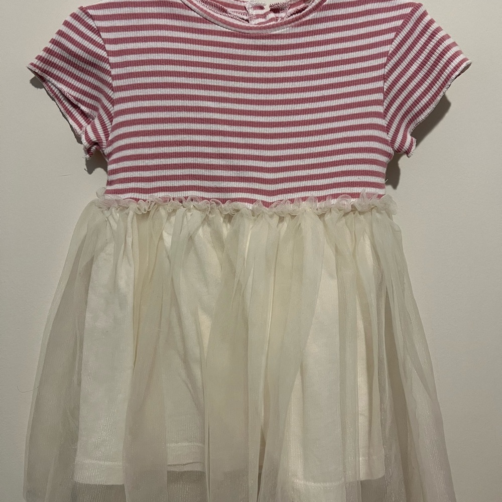 Zara Striped Pink and Cream Tulle Dress